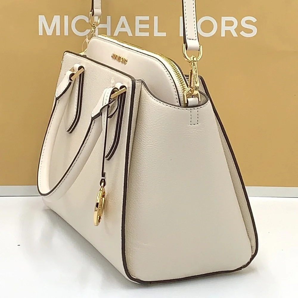 MICHAEL KORS DARIA LARGE SATCHEL LIGHT CREAM COLOR